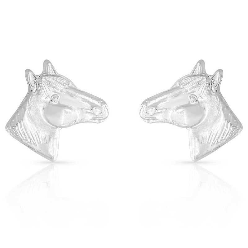 Silver Horse Head Earrings