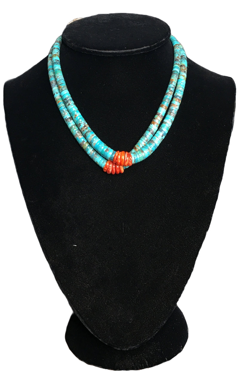 Jawclaw Necklace-TQ, Coral & Spiny Oyster