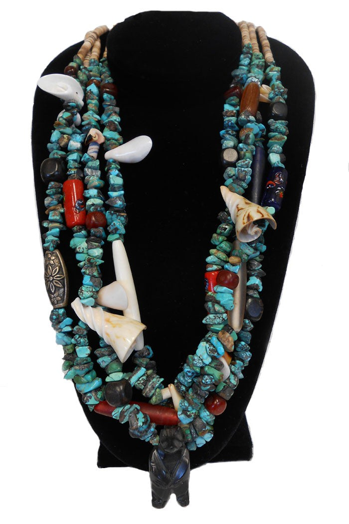 4-Strand Multi-Bead/Shell/Turquoise 'Treasure' Necklace