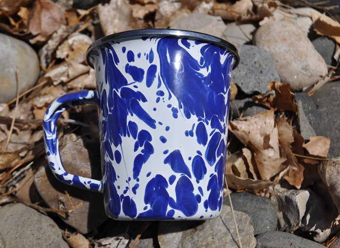 6oz Mug, Blue Splatterware, by Golden Rabbit Enamelware