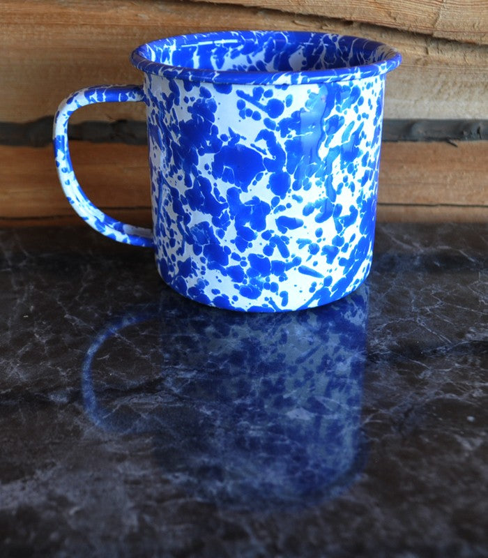 Coffee Mug, Blue Splatterware By Crow Canyon Enamelware