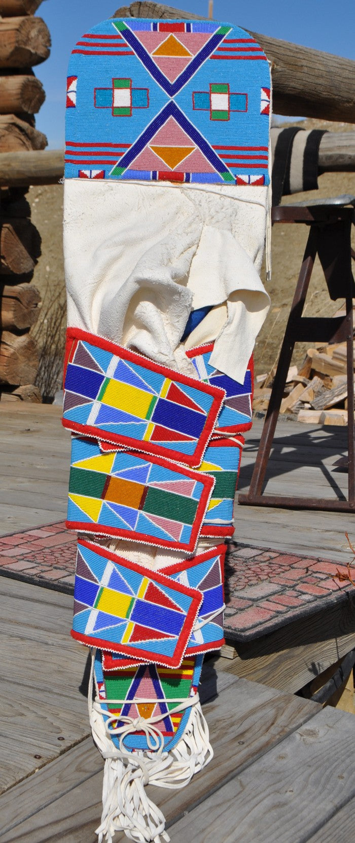 Crow Indian, Beaded Cradleboard, Native Tanned Hide, Native