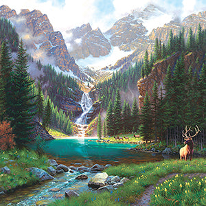 Elk At The Waterfall Puzzle
