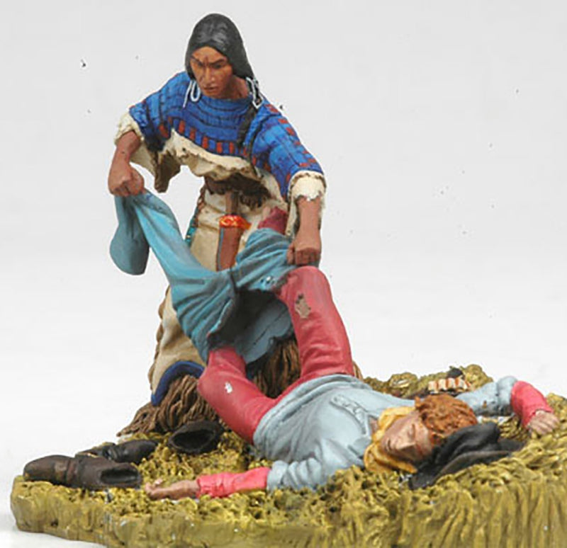 Little Bighorn Battlefield's Miniatures:  Indian Woman Looting US Cavalry Soldier by Black Hawk