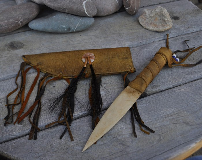 Native American made Bone Knife with Sheath