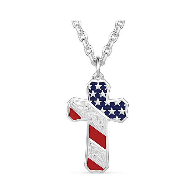 Patriotic Cross Flag Necklace