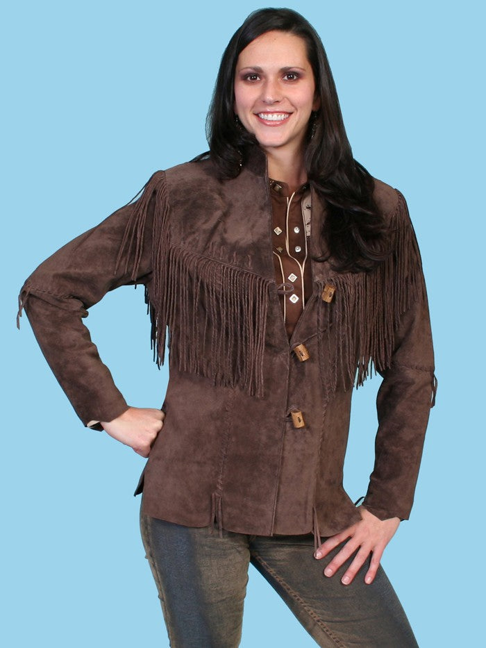 Scully Boar Suede Fringe Jacket - Chocolate